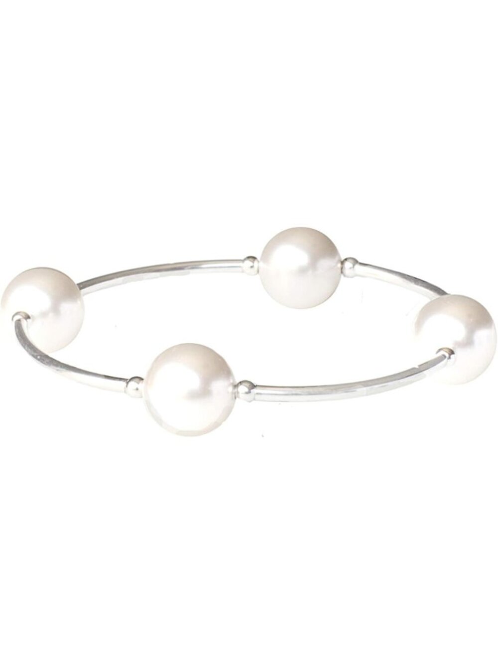 Elegant Blessing Bracelet with 12mm White Simulated Crystal Pearls, Gift-Ready